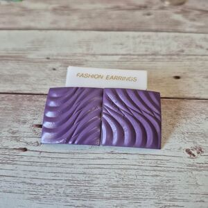 Vintage 1980s Purple Square Swirl Earrings